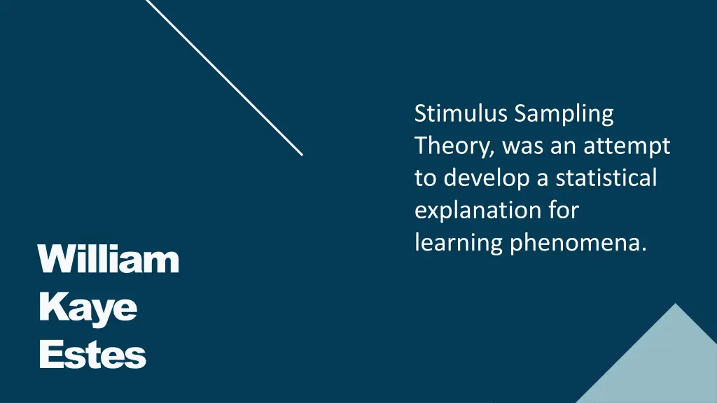 stimulus sampling theory was an attempt