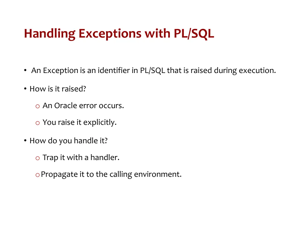 handling exceptions with pl sql