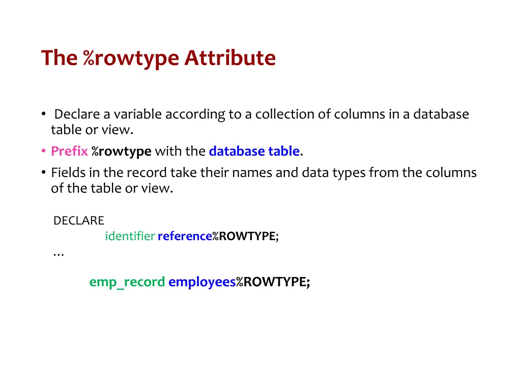 the rowtype attribute