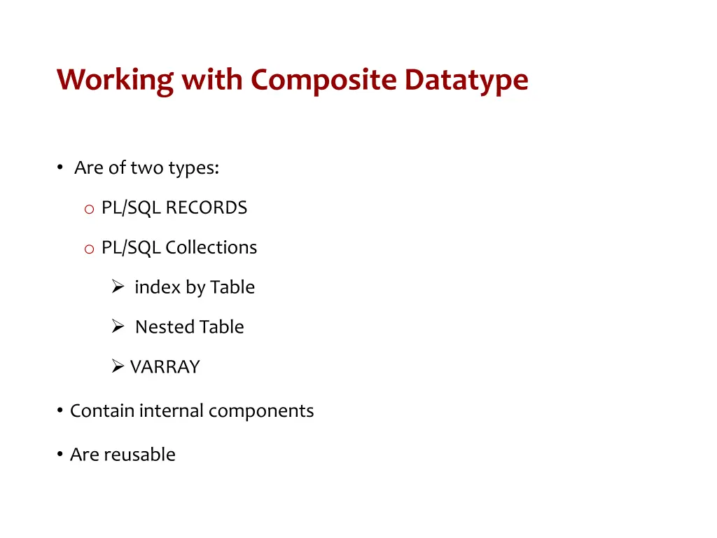 working with composite datatype