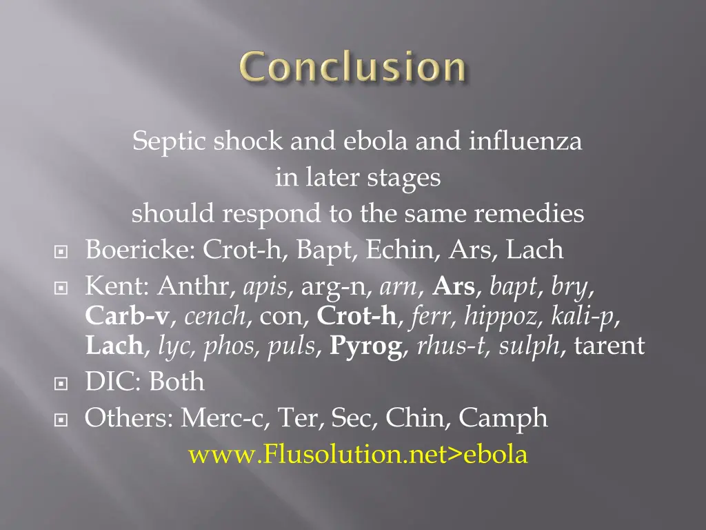 septic shock and ebola and influenza in later