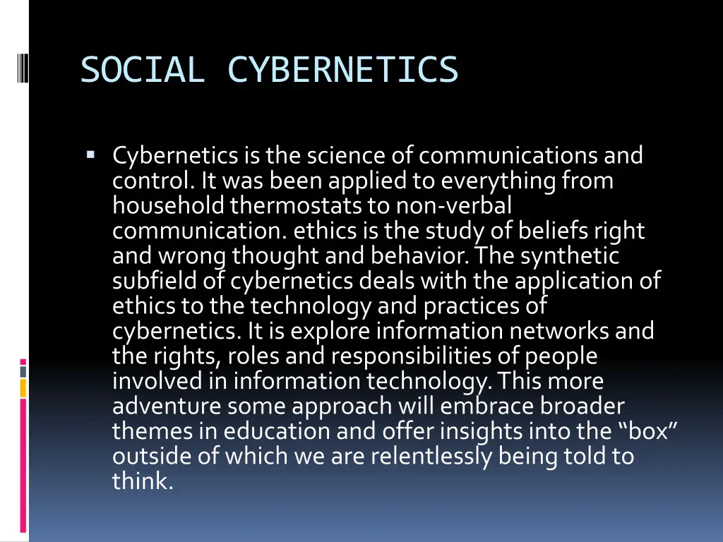 social cybernetics 1