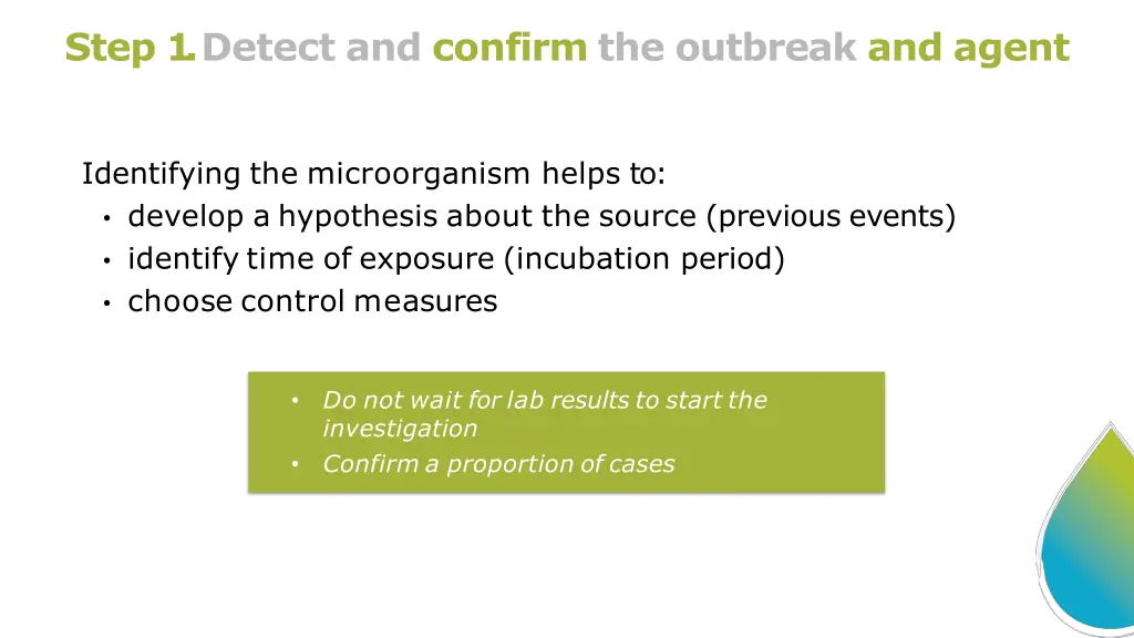 step 1 detect and confirm the outbreak and agent 3