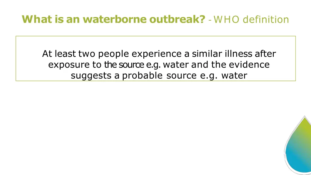 what is an waterborne outbreak who definition