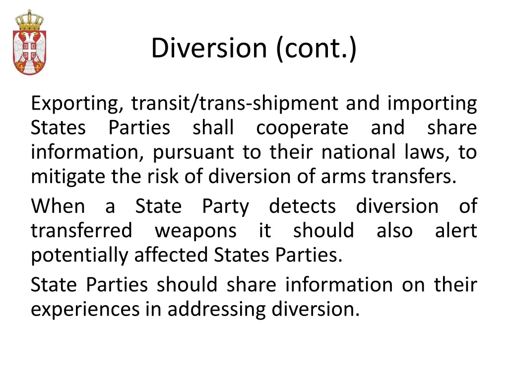 diversion cont