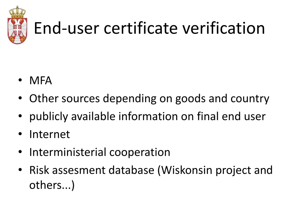 end user certificate verification