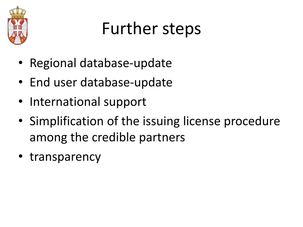 further steps
