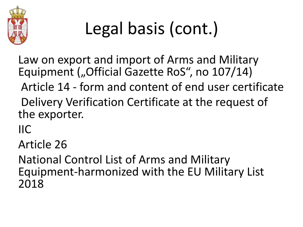 legal basis cont