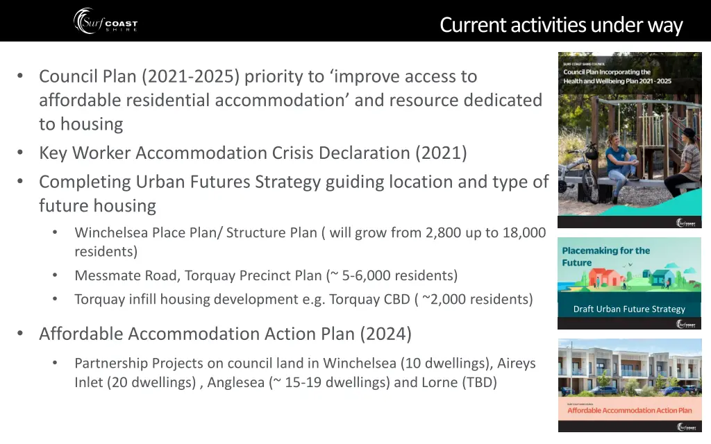 current activities under way