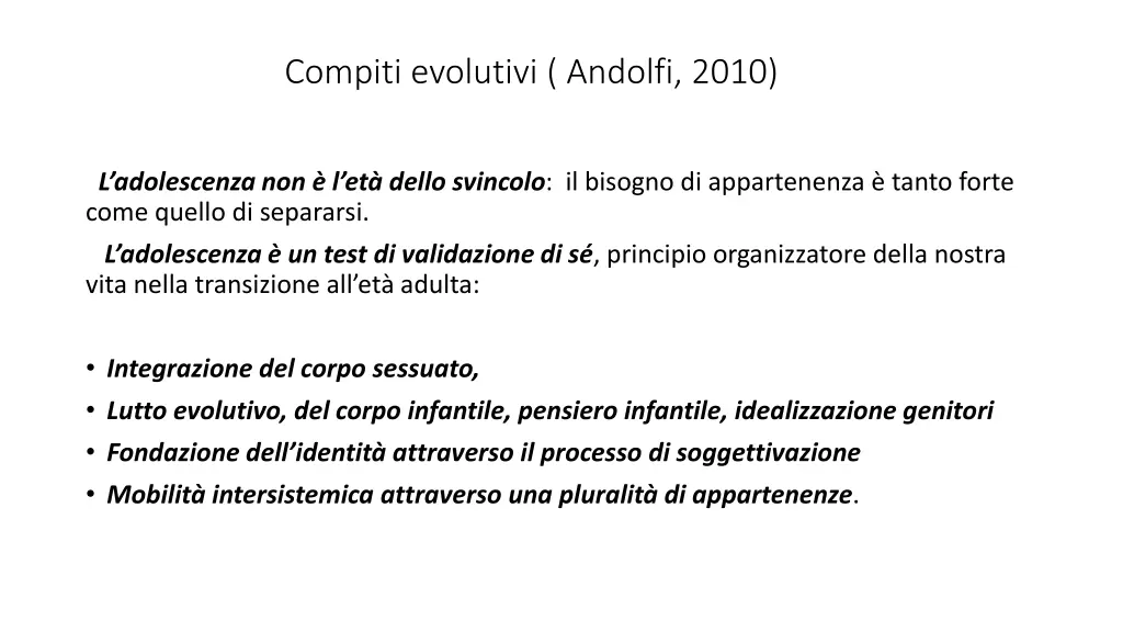 compiti evolutivi andolfi 2010