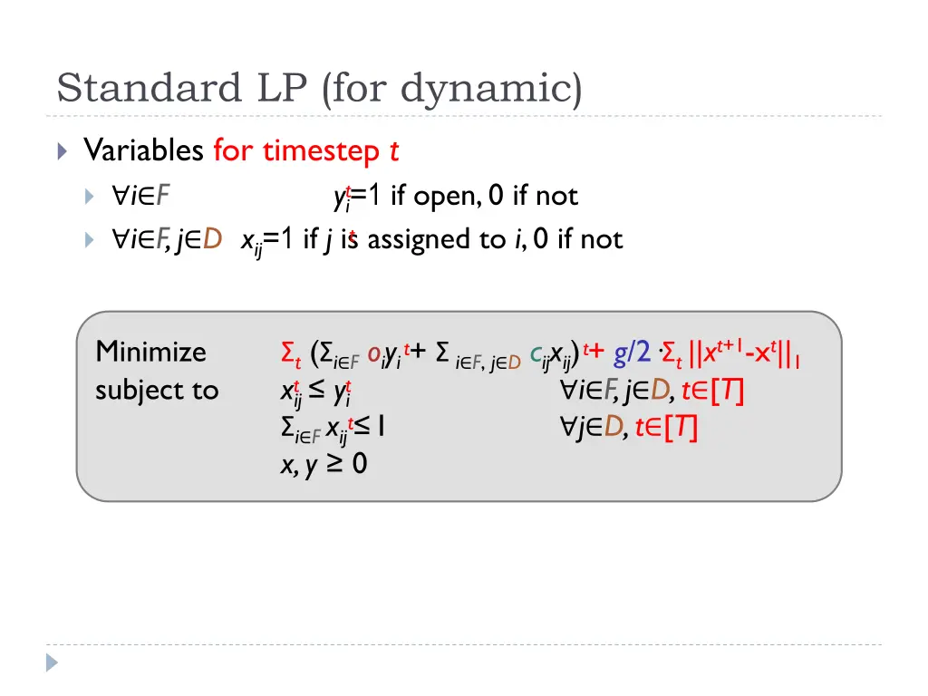 standard lp for dynamic