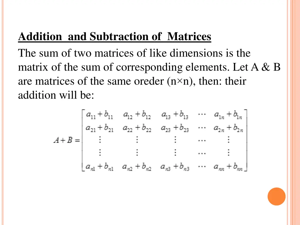 addition and subtraction of matrices