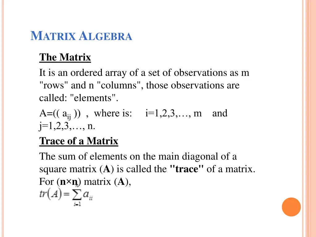 m atrix a lgebra