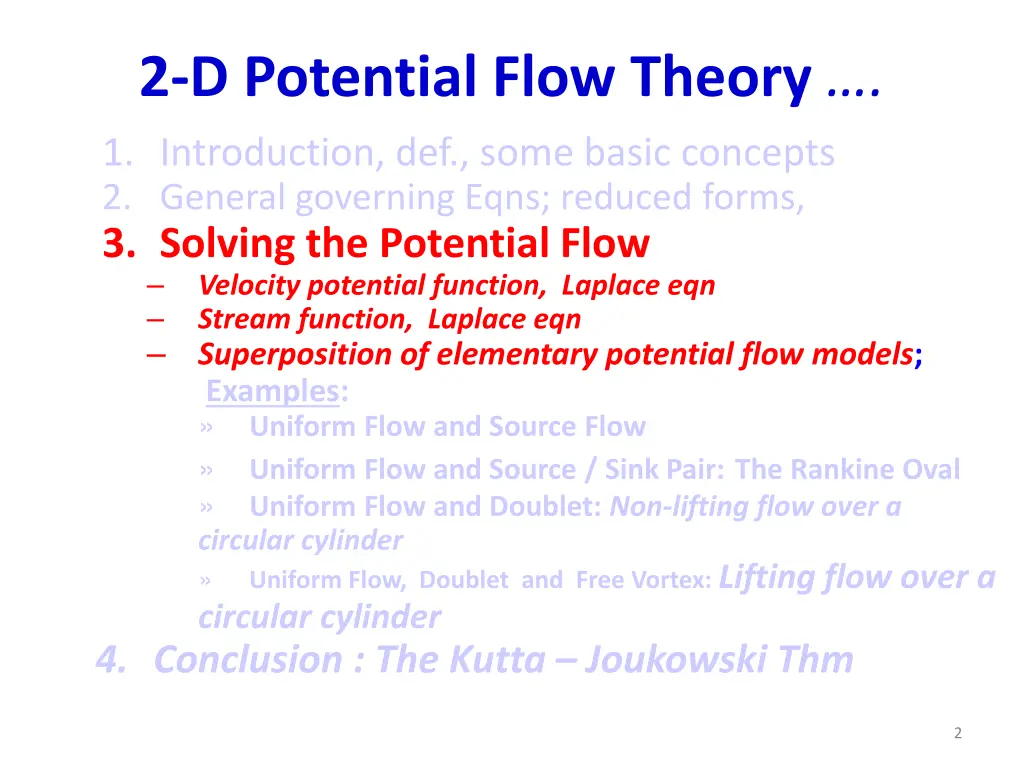 2 d potential flow theory