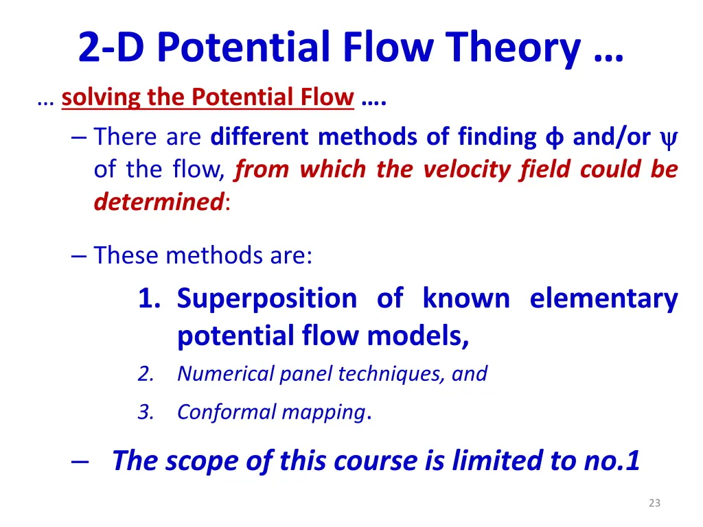2 d potential flow theory solving the potential