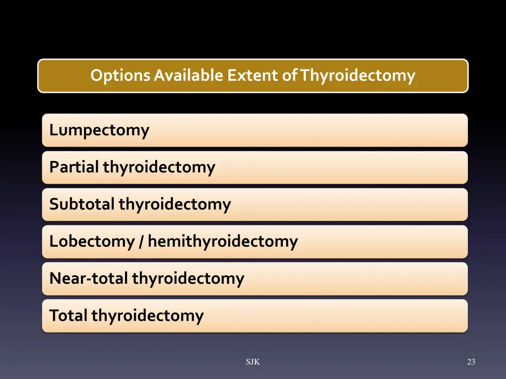 options available extent of thyroidectomy