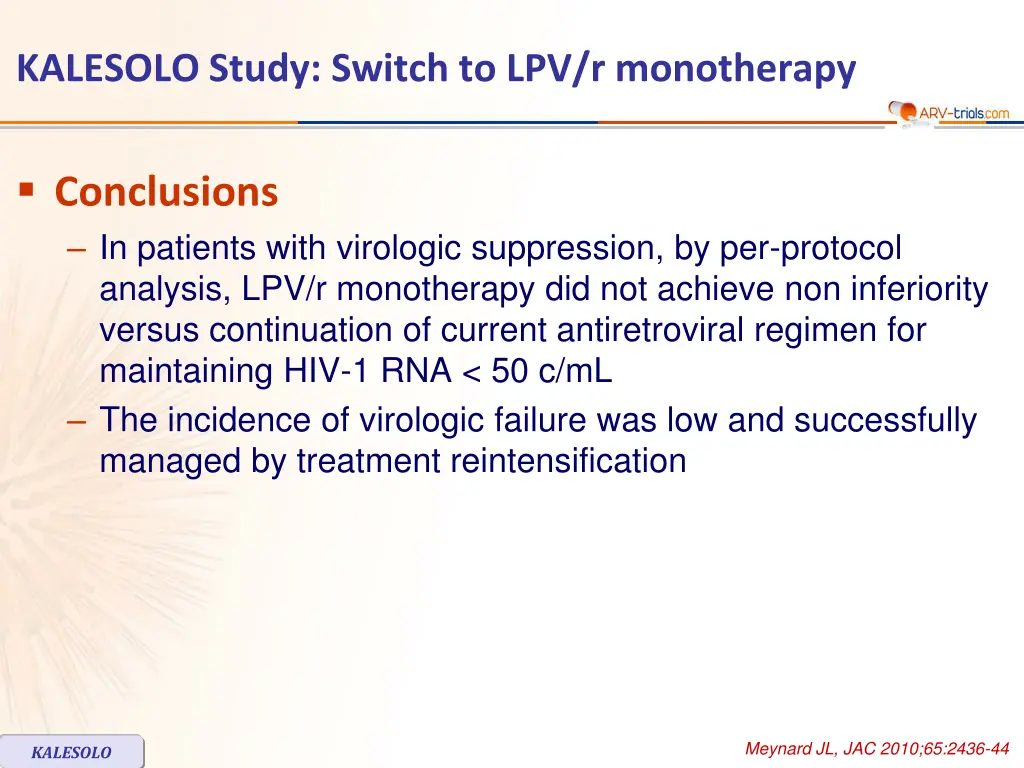 kalesolo study switch to lpv r monotherapy 4