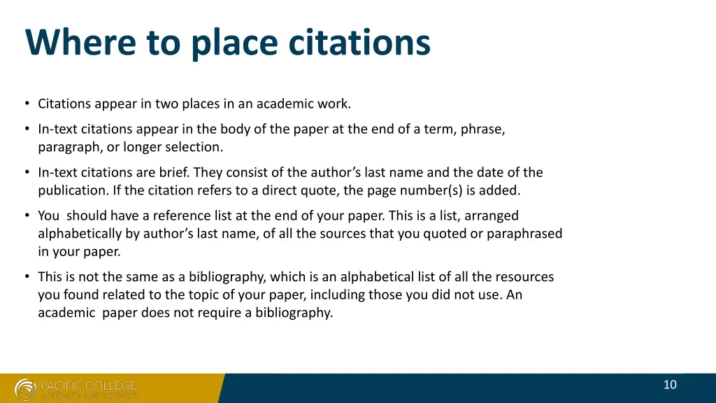 where to place citations