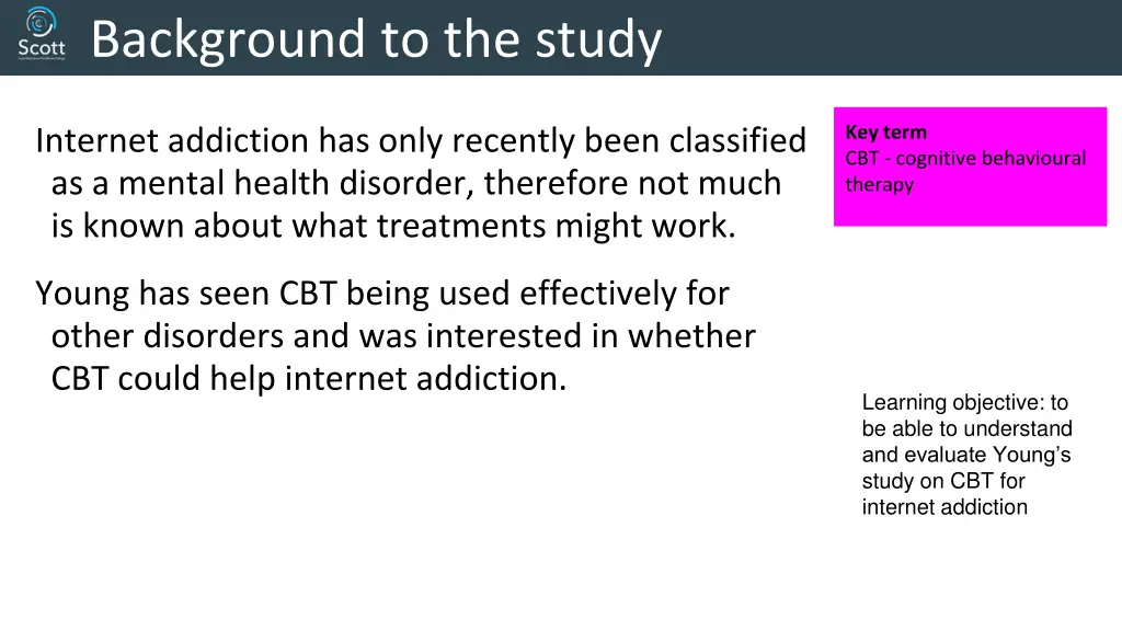 background to the study