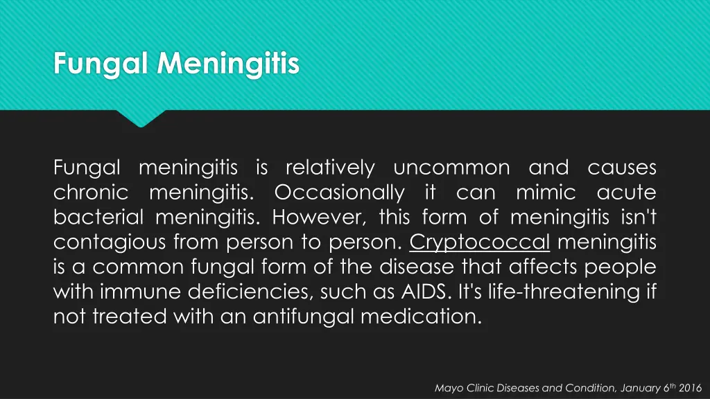 fungal meningitis
