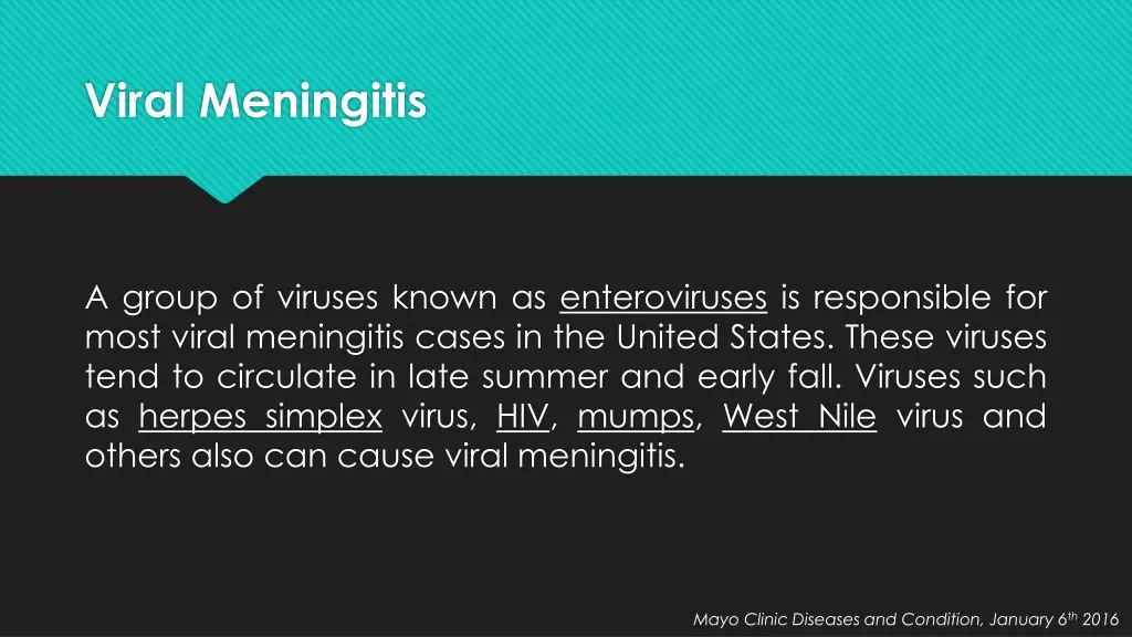 viral meningitis