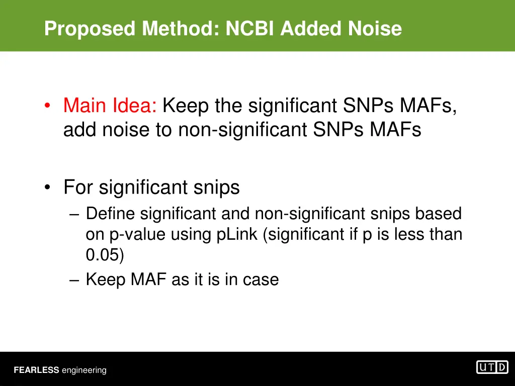proposed method ncbi added noise