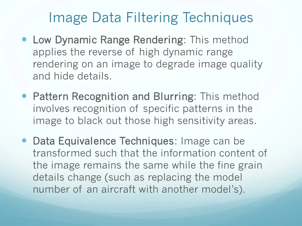 image data filtering techniques