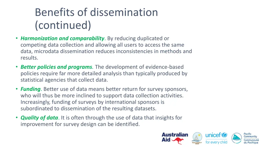 benefits of dissemination continued harmonization