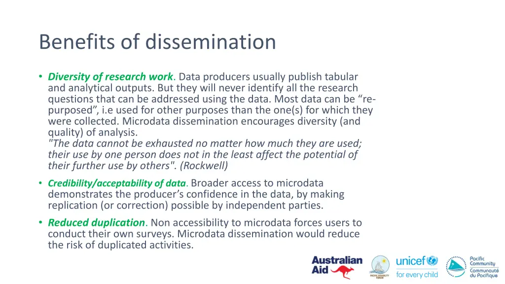 benefits of dissemination