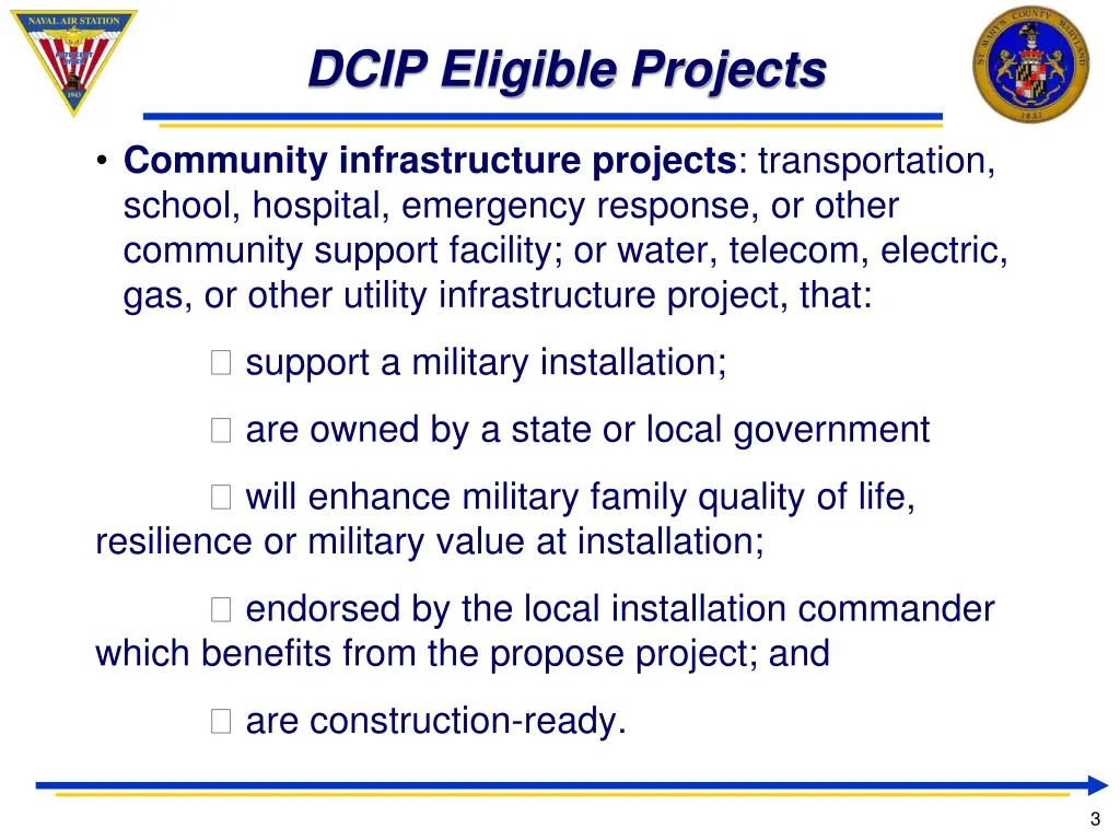 dcip eligible projects