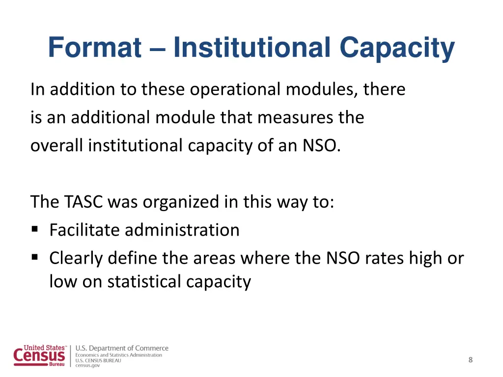 format institutional capacity
