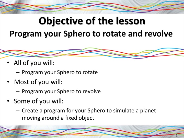 objective of the lesson program your sphero