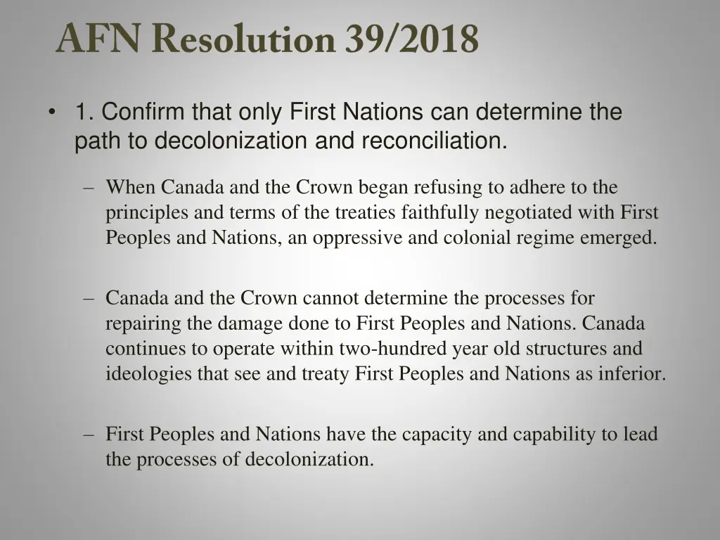 1 confirm that only first nations can determine 1