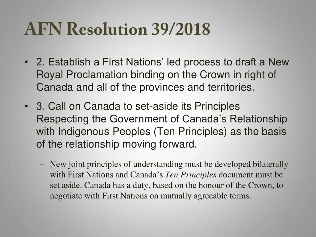 2 establish a first nations led process to draft