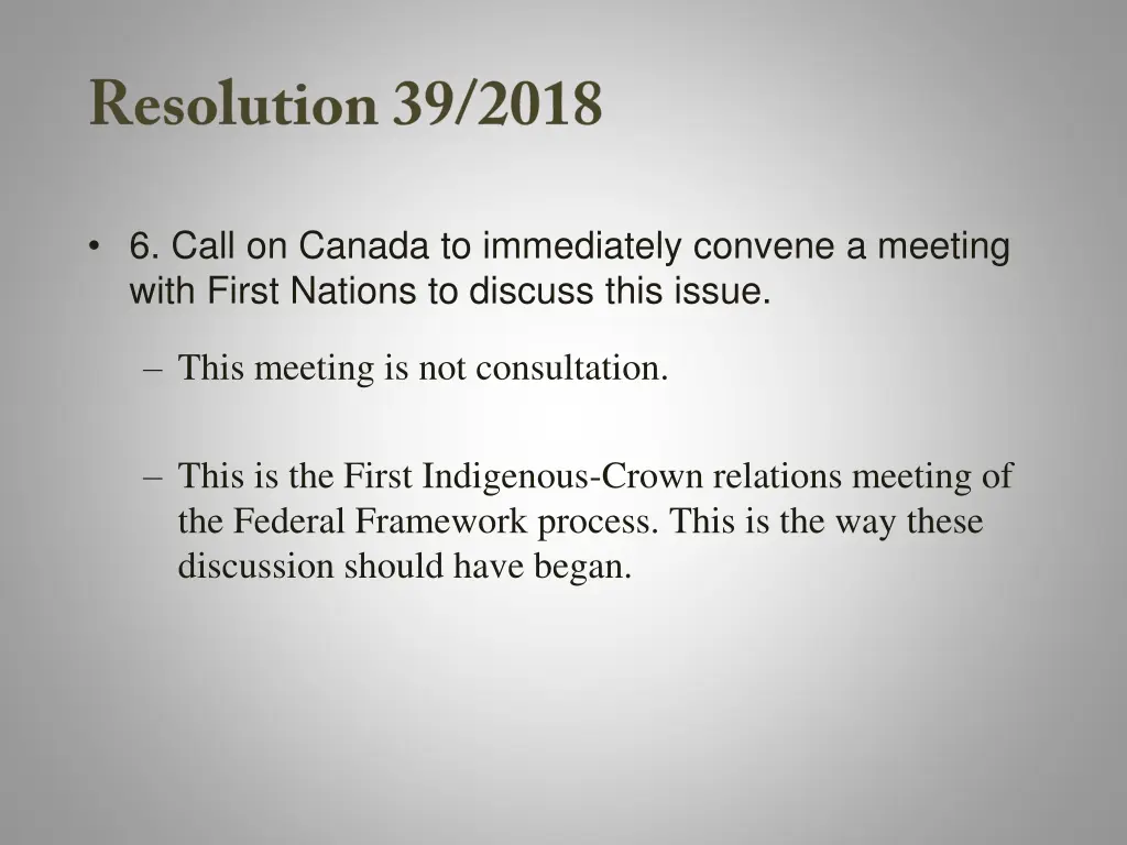 6 call on canada to immediately convene a meeting