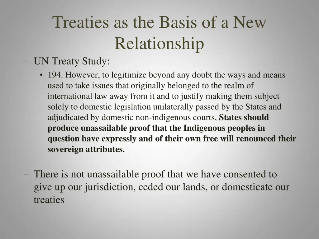 treaties as the basis of a new relationship