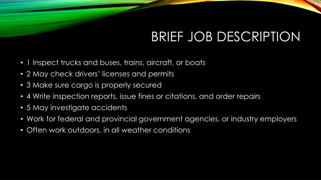 brief job description