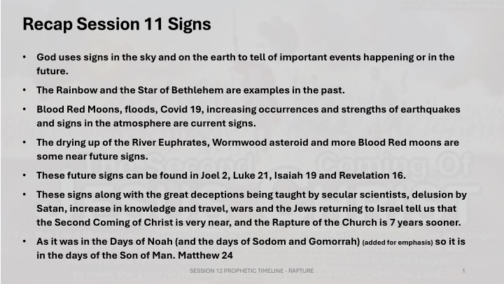recap session 11 signs