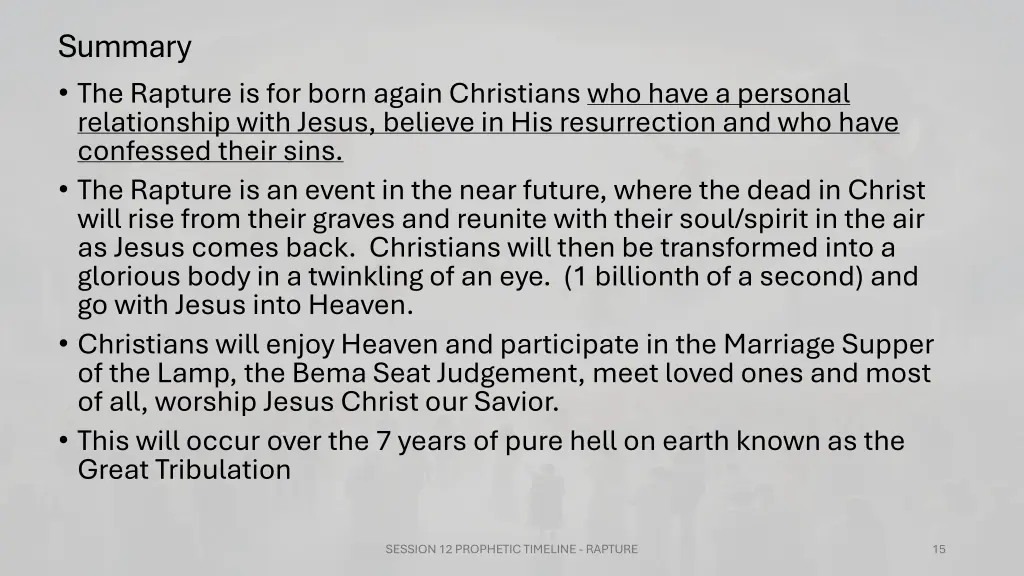 summary the rapture is for born again christians
