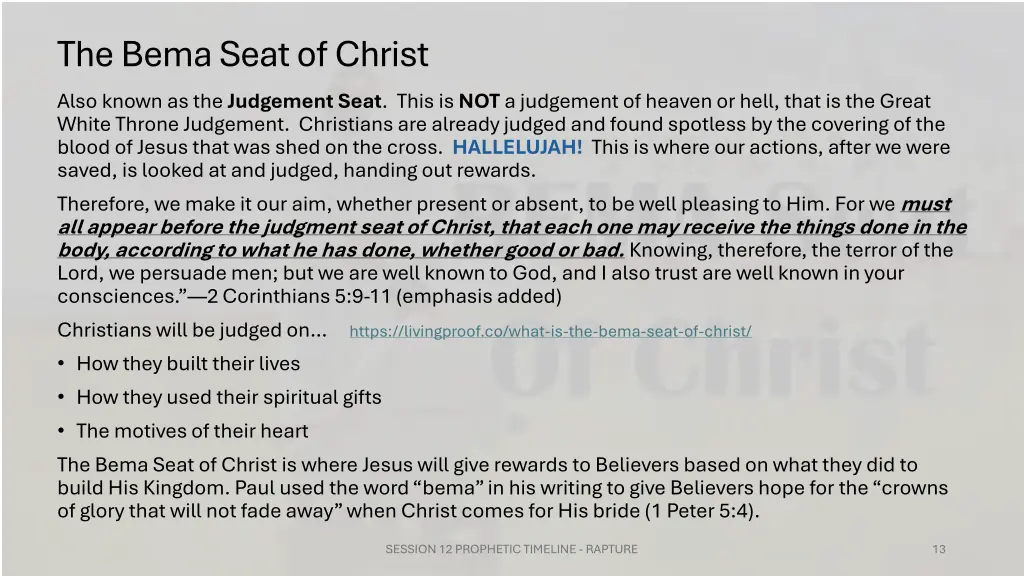 the bema seat of christ also known