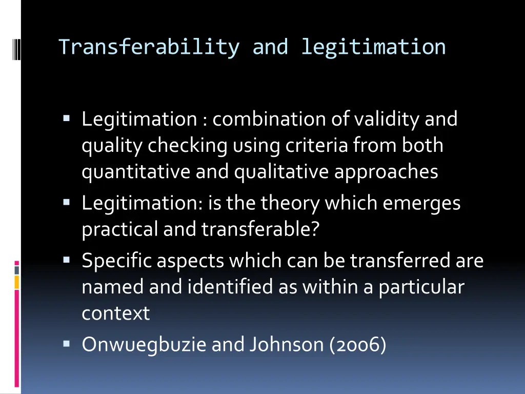 transferability and legitimation
