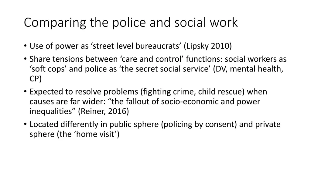 comparing the police and social work