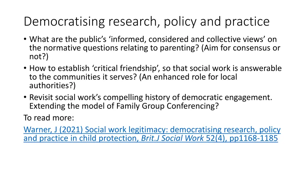 democratising research policy and practice