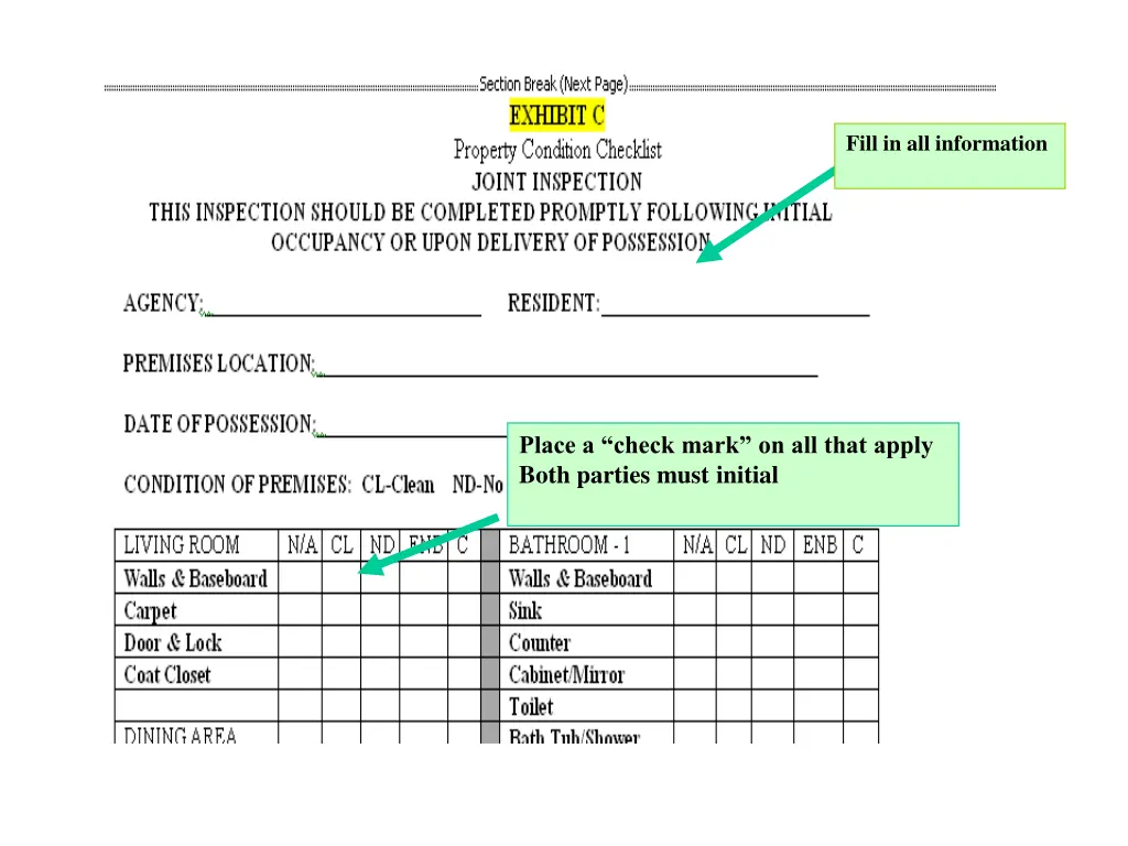 fill in all information