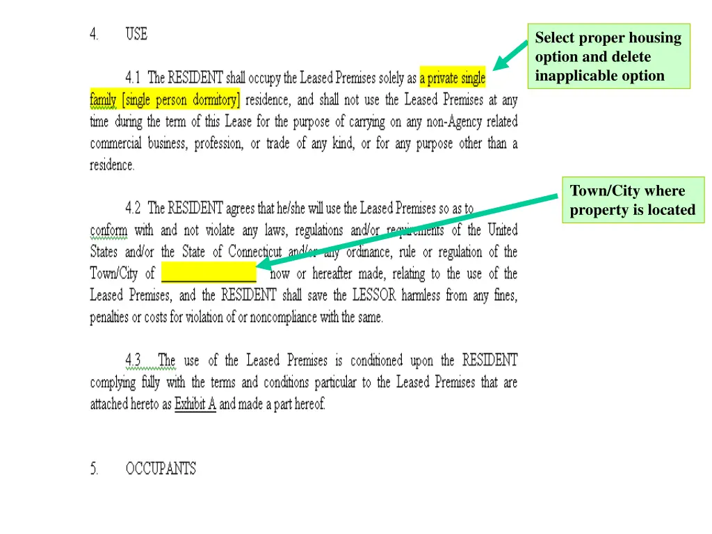 select proper housing option and delete