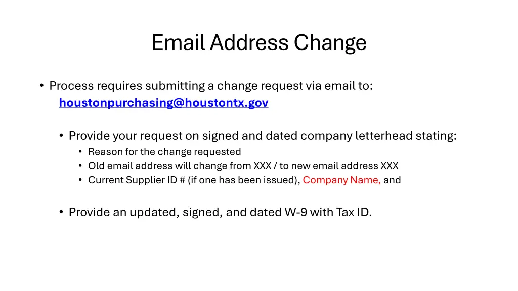 email address change