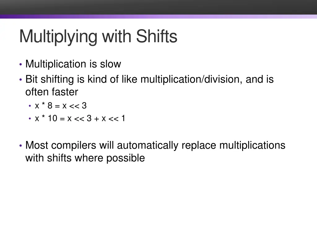 multiplying with shifts