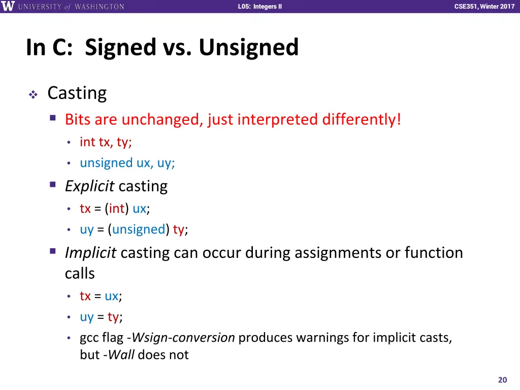 l01 intro combinational logic l05 integers ii 19