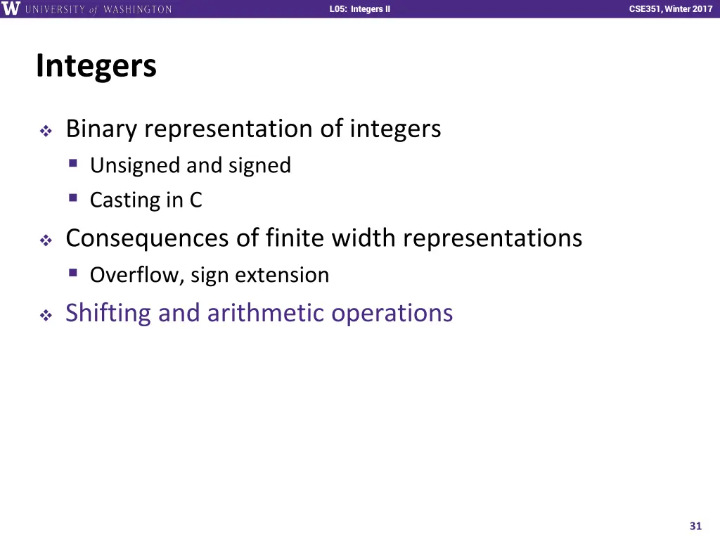 l01 intro combinational logic l05 integers ii 30
