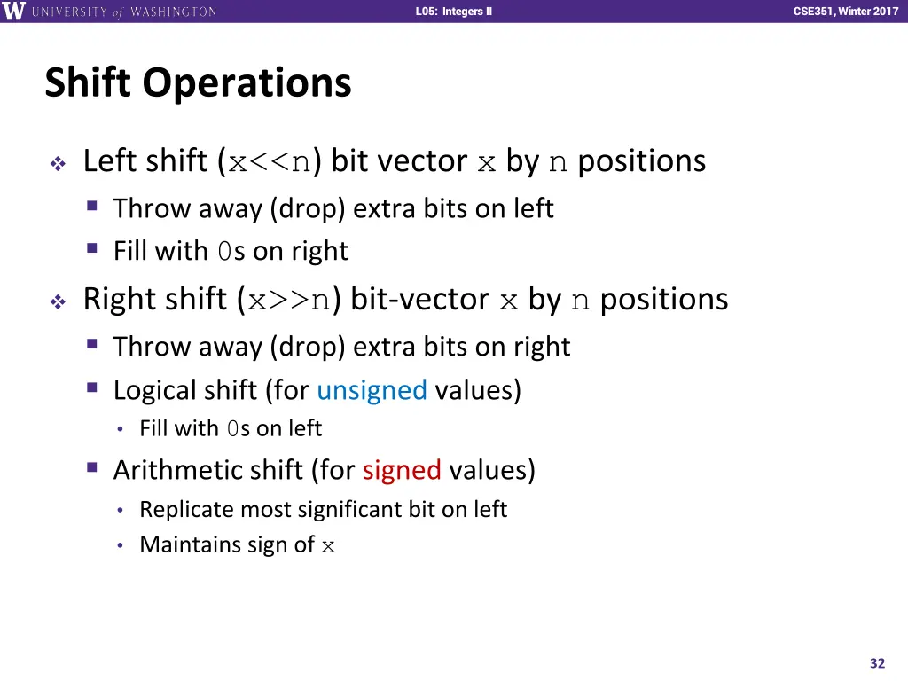 l01 intro combinational logic l05 integers ii 31